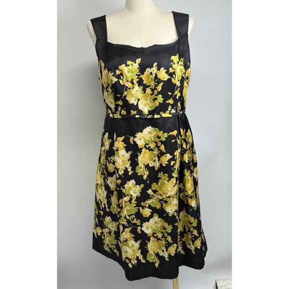 Dana Kay Dress Women’s Sz 18W Plus Black Floral Fit Flare Sleeveless Zip Back - Picture 1 of 9